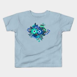 Blue boho flower bouquet Kids T-Shirt